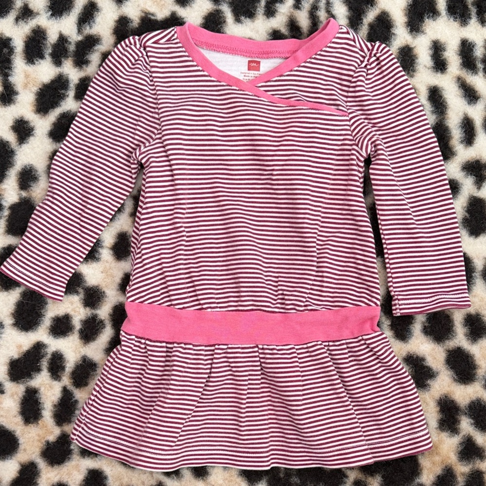 Tea Collection Pink and White Striped Dress